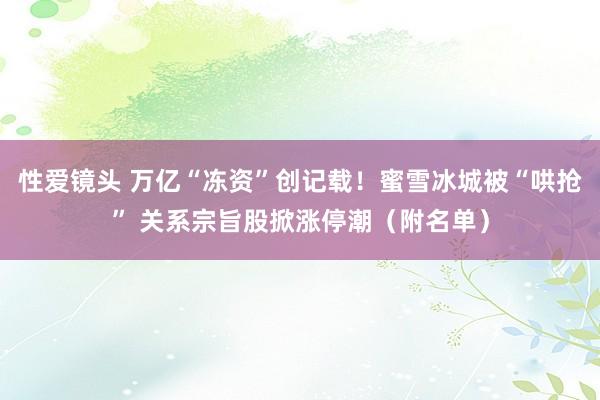 性爱镜头 万亿“冻资”创记载！蜜雪冰城被“哄抢” 关系宗旨股掀涨停潮（附名单）
