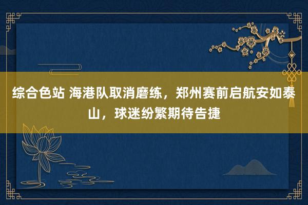 综合色站 海港队取消磨练，郑州赛前启航安如泰山，球迷纷繁期待告捷